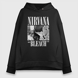 Толстовка оверсайз женская Nirvana bleach black album, цвет: черный
