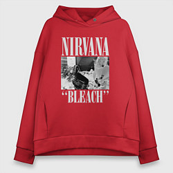 Толстовка оверсайз женская Nirvana bleach black album, цвет: красный