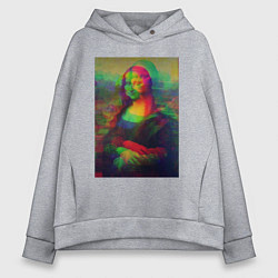 Толстовка оверсайз женская Мона Лиза с глюками, цвет: меланж