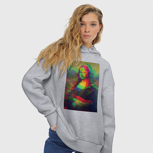 Женское худи оверсайз Мона Лиза с глюками / Меланж – фото 3