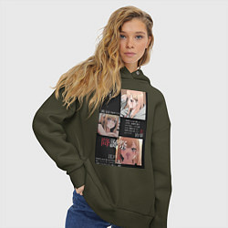 Толстовка оверсайз женская Марин Китагава коллаж, цвет: хаки — фото 2