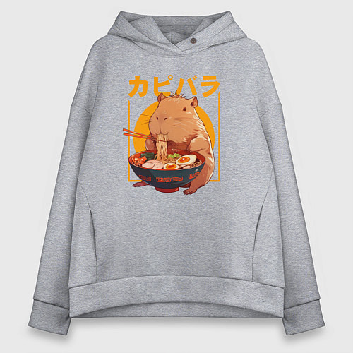Женское худи оверсайз Japan style capybara / Меланж – фото 1
