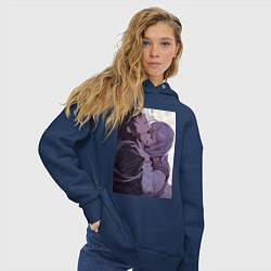 Толстовка оверсайз женская Последний Серафим Шиноа Хираги вампир, цвет: тёмно-синий — фото 2