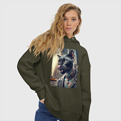 Толстовка оверсайз женская Cool dude panther from New York - ai art, цвет: хаки — фото 2