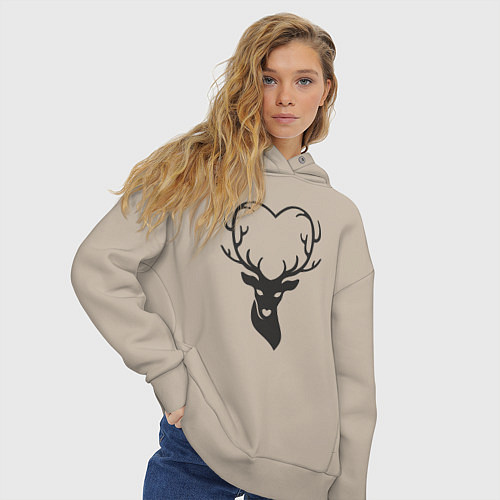 Женское худи оверсайз Love deer / Миндальный – фото 3