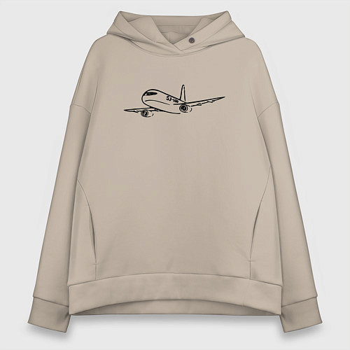 Женское худи оверсайз Суперджет-100 черный / Миндальный – фото 1