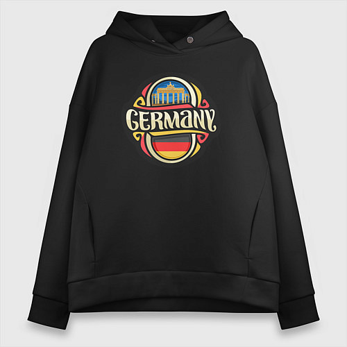 Женское худи оверсайз Germany - Германия / Черный – фото 1