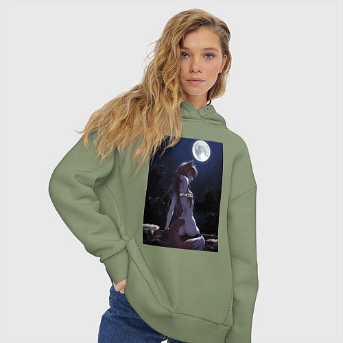 Женское худи оверсайз Волчица и пряности Холо senpai / Авокадо – фото 3