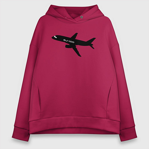 Женское худи оверсайз Superjet-100 черный / Маджента – фото 1