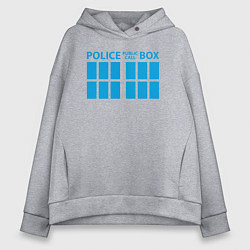 Толстовка оверсайз женская Public call police box, цвет: меланж