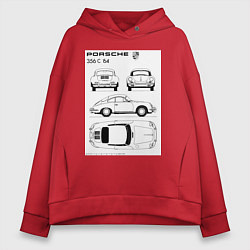 Толстовка оверсайз женская Машина Porsche, цвет: красный