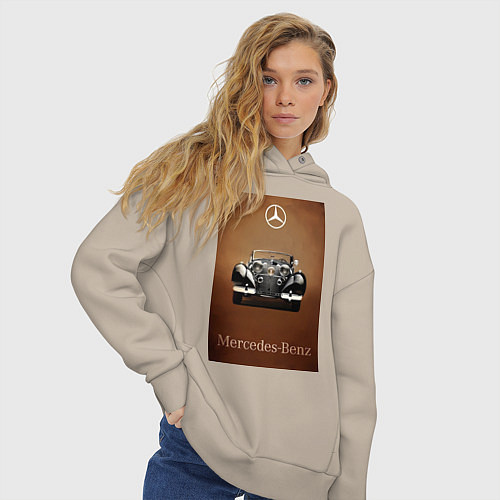 Женское худи оверсайз Mercedes-benz автомобиль / Миндальный – фото 3