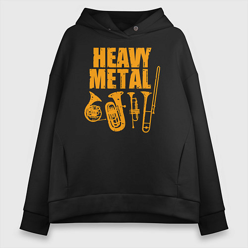 Женское худи оверсайз Heavy metal - медные духовые / Черный – фото 1