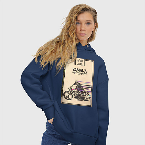 Женское худи оверсайз Мотоцикл Yamaha / Тёмно-синий – фото 3