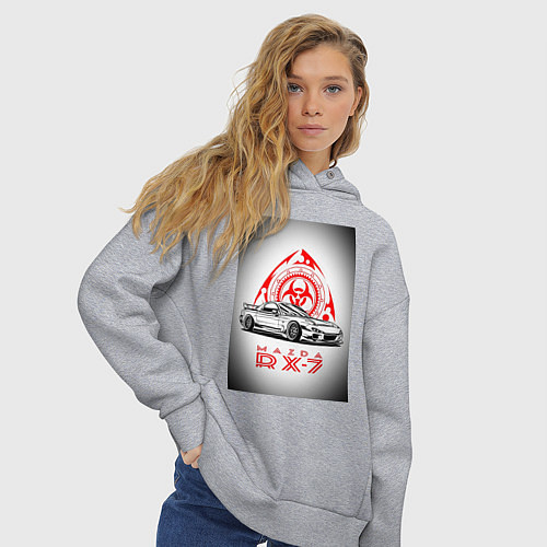 Женское худи оверсайз Mazda rx-7 автомобиль / Меланж – фото 3