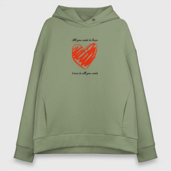 Толстовка оверсайз женская All need love, цвет: авокадо