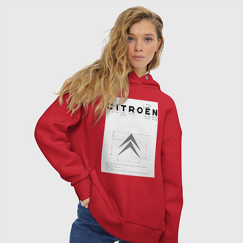 Женское худи оверсайз Citroen логотип / Красный – фото 3