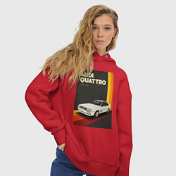 Толстовка оверсайз женская Audi Quattro автомобиль, цвет: красный — фото 2
