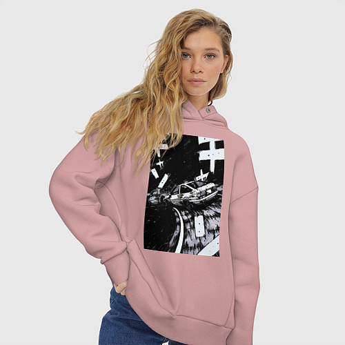Женское худи оверсайз Гонки манга / Пыльно-розовый – фото 3
