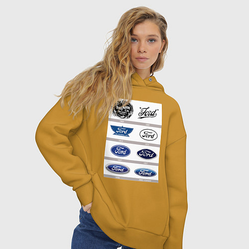 Женское худи оверсайз Ford логотип / Горчичный – фото 3
