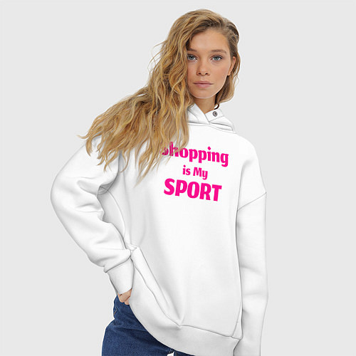 Женское худи оверсайз Шоппинг - мой спорт / Белый – фото 3