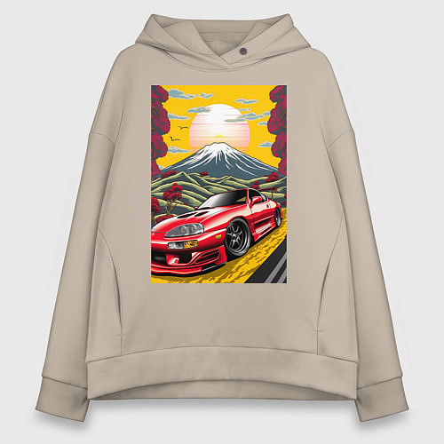 Женское худи оверсайз Toyota Supra jdm автомобиль / Миндальный – фото 1