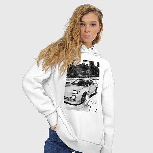 Женское худи оверсайз Mazda rx-7 авто / Белый – фото 3
