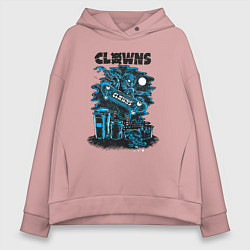 Толстовка оверсайз женская Ночной скелет скейтбордист, цвет: пыльно-розовый