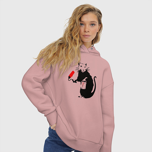 Женское худи оверсайз Banksy rat / Пыльно-розовый – фото 3
