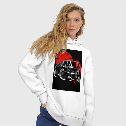 Женское худи оверсайз Toyota Supra авто / Белый – фото 3