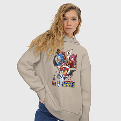 Толстовка оверсайз женская Samurai pizza cats, цвет: миндальный — фото 2