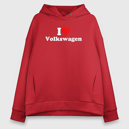 Женское худи оверсайз I love Volkswagen / Красный – фото 1
