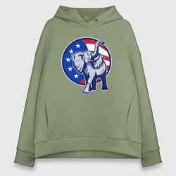 Толстовка оверсайз женская USA elephant, цвет: авокадо