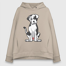 Толстовка оверсайз женская Милый дог, цвет: миндальный