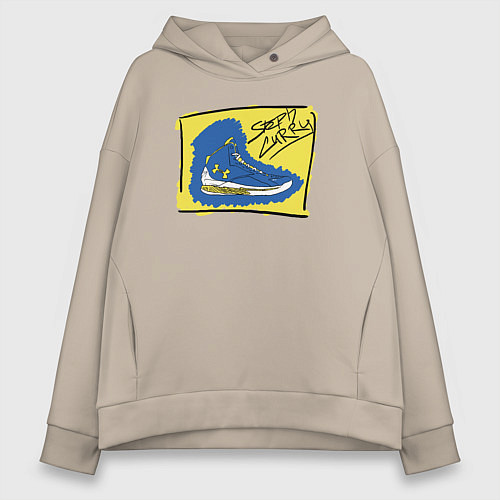 Женское худи оверсайз Steph Curry shoes / Миндальный – фото 1