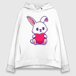 Толстовка оверсайз женская Heart rabbit, цвет: белый