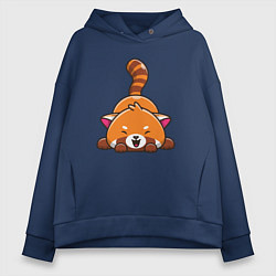 Толстовка оверсайз женская Cute red panda, цвет: тёмно-синий