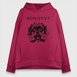 Толстовка оверсайз женская Bon Jovi - rock dog, цвет: маджента
