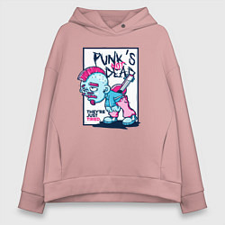 Толстовка оверсайз женская Панки не умерли они просто устали, цвет: пыльно-розовый