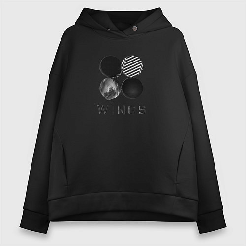 Женское худи оверсайз BTS Wings / Черный – фото 1