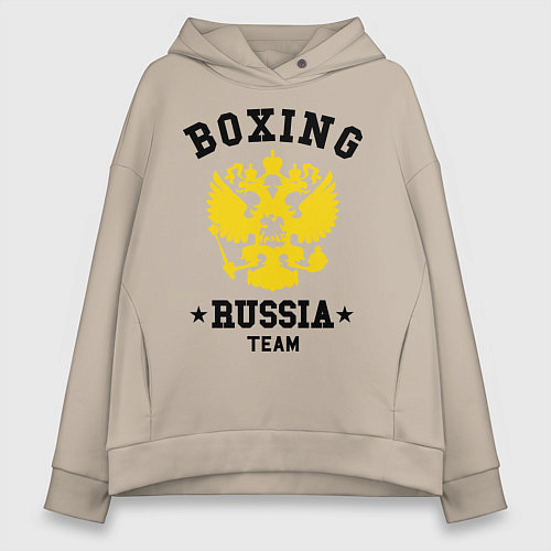 Женское худи оверсайз Boxing Russia Team / Миндальный – фото 1