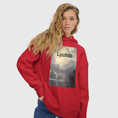 Женское худи оверсайз Lyudmila горная долина / Красный – фото 3