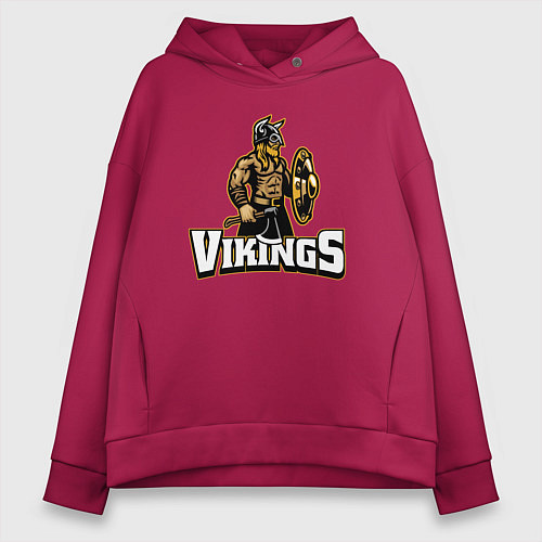Женское худи оверсайз Vikings team / Маджента – фото 1