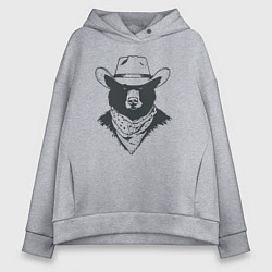 Толстовка оверсайз женская Медведь ковбой, цвет: меланж