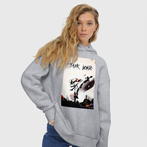 Женское худи оверсайз Тхэквондо боец / Меланж – фото 3