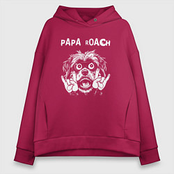 Толстовка оверсайз женская Papa Roach rock dog, цвет: маджента