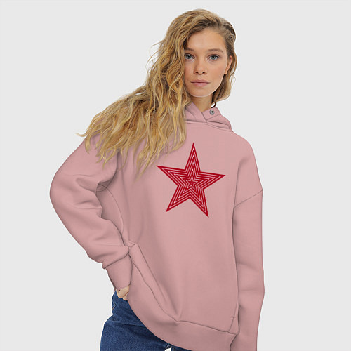 Женское худи оверсайз USSR red star / Пыльно-розовый – фото 3