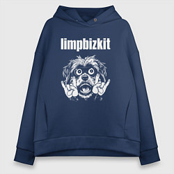 Толстовка оверсайз женская Limp Bizkit rock dog, цвет: тёмно-синий