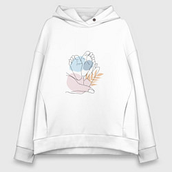 Толстовка оверсайз женская Арт ножки малыша в ладони, цвет: белый