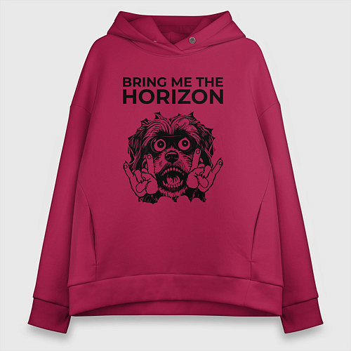 Женское худи оверсайз Bring Me the Horizon - rock dog / Маджента – фото 1